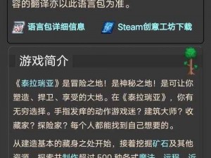 泰拉瑞亚游戏中文设置指南：轻松搞定游戏语言切换