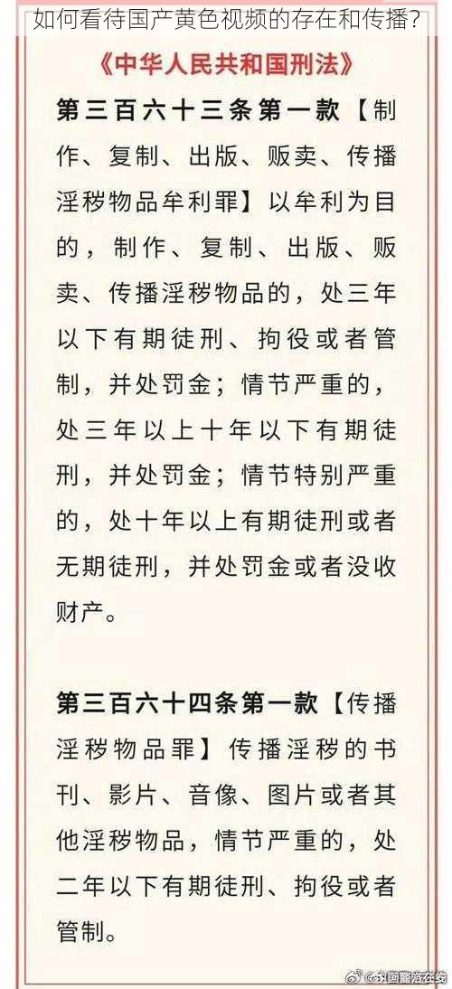 如何看待国产黄色视频的存在和传播？