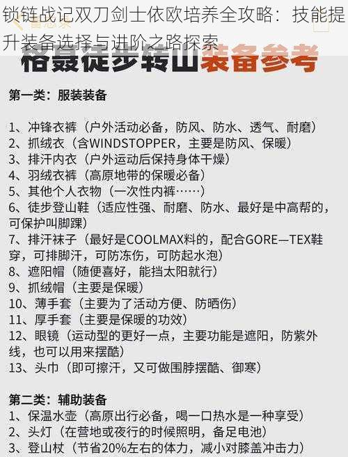 锁链战记双刀剑士依欧培养全攻略：技能提升装备选择与进阶之路探索