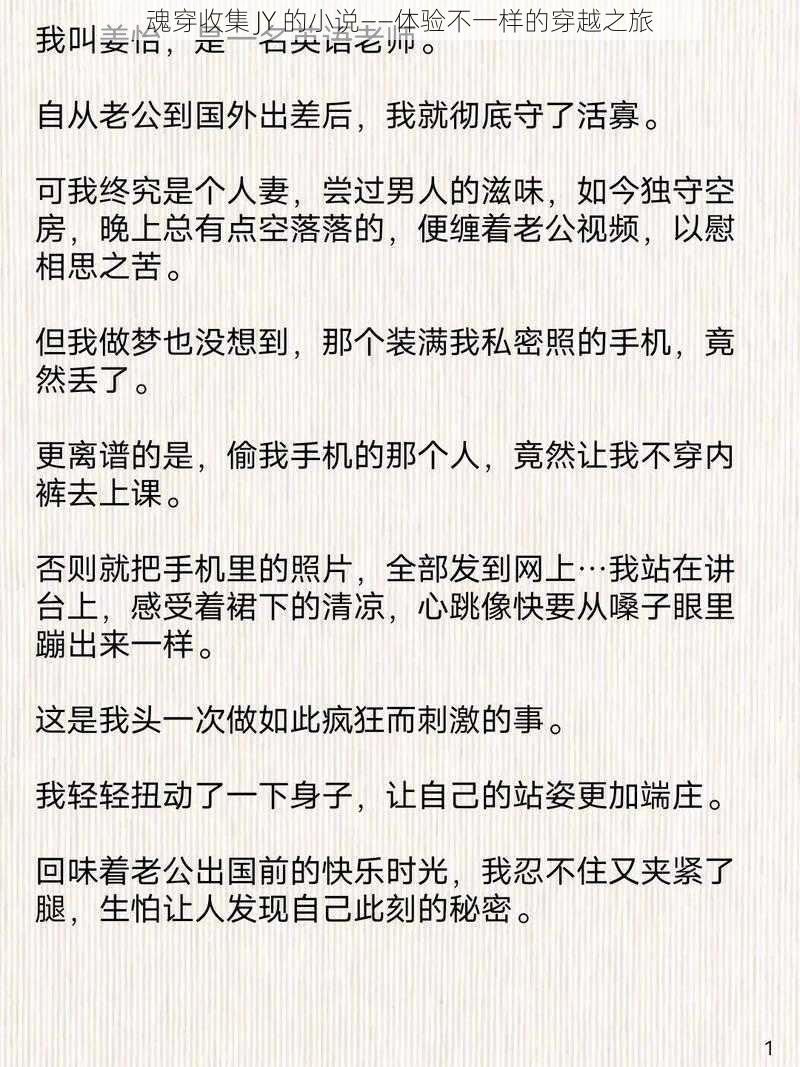 魂穿收集 JY 的小说——体验不一样的穿越之旅