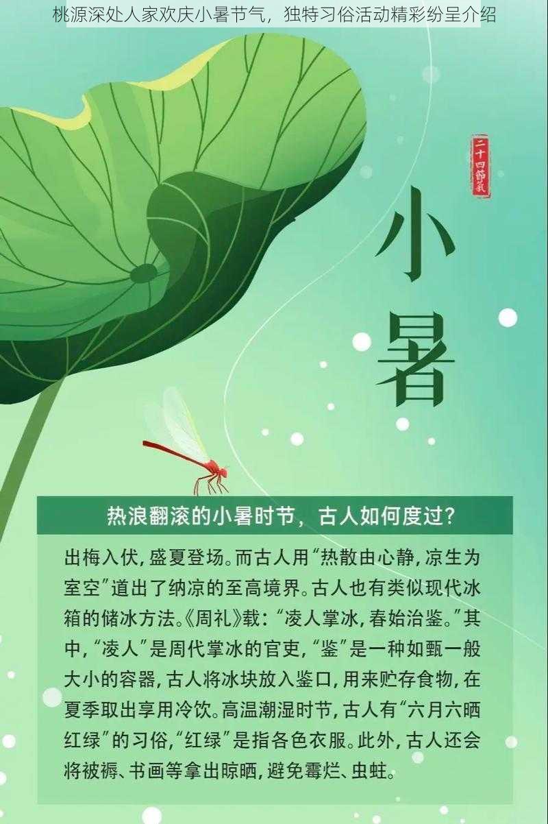 桃源深处人家欢庆小暑节气，独特习俗活动精彩纷呈介绍