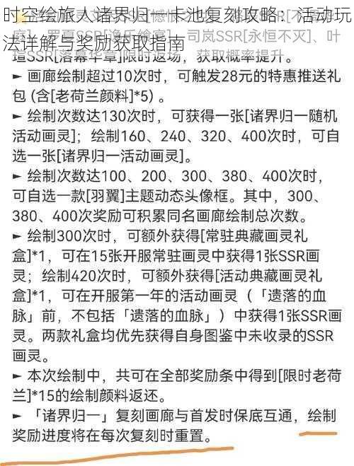 时空绘旅人诸界归一卡池复刻攻略：活动玩法详解与奖励获取指南