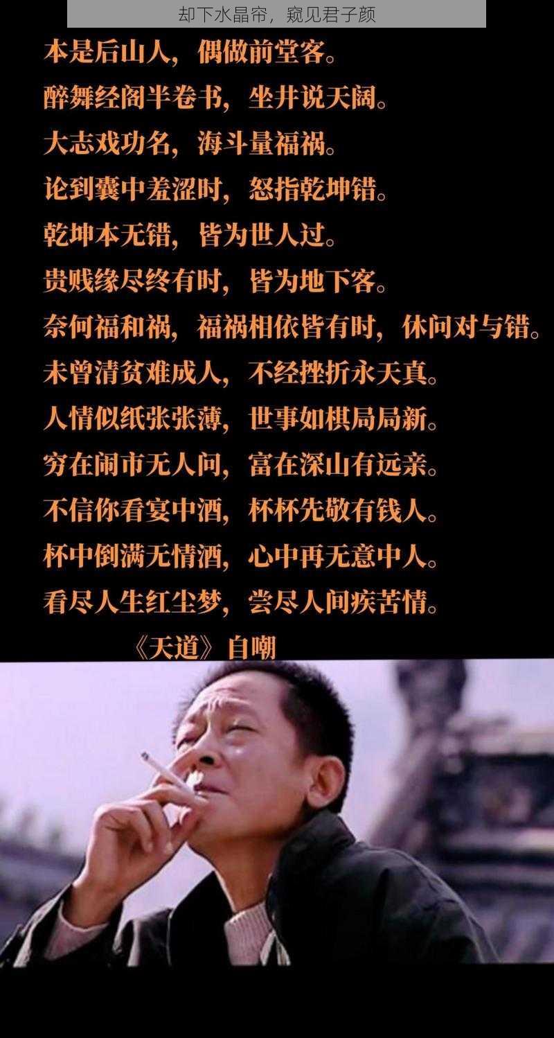 却下水晶帘，窥见君子颜