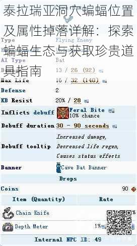 泰拉瑞亚洞穴蝙蝠位置及属性掉落详解：探索蝙蝠生态与获取珍贵道具指南