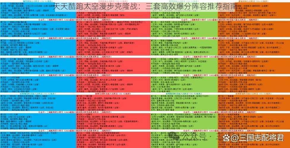 天天酷跑太空漫步克隆战：三套高效爆分阵容推荐指南