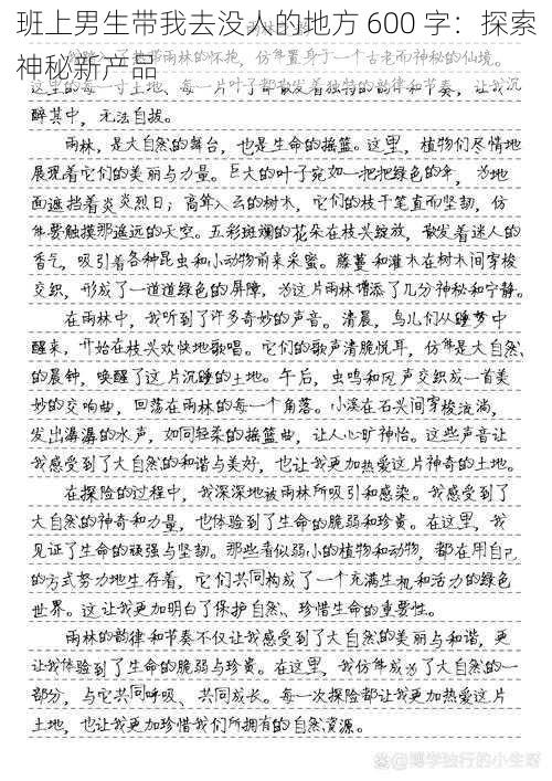 班上男生带我去没人的地方 600 字：探索神秘新产品