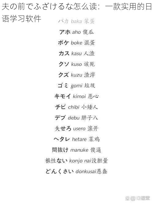 夫の前でふざけるな怎么读：一款实用的日语学习软件