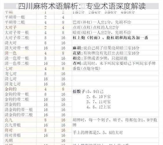 四川麻将术语解析：专业术语深度解读