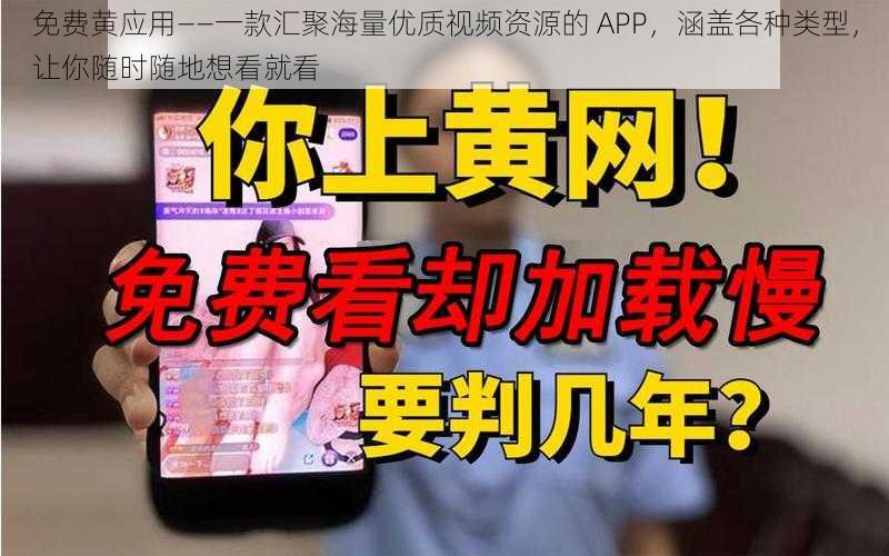 免费黄应用——一款汇聚海量优质视频资源的 APP，涵盖各种类型，让你随时随地想看就看