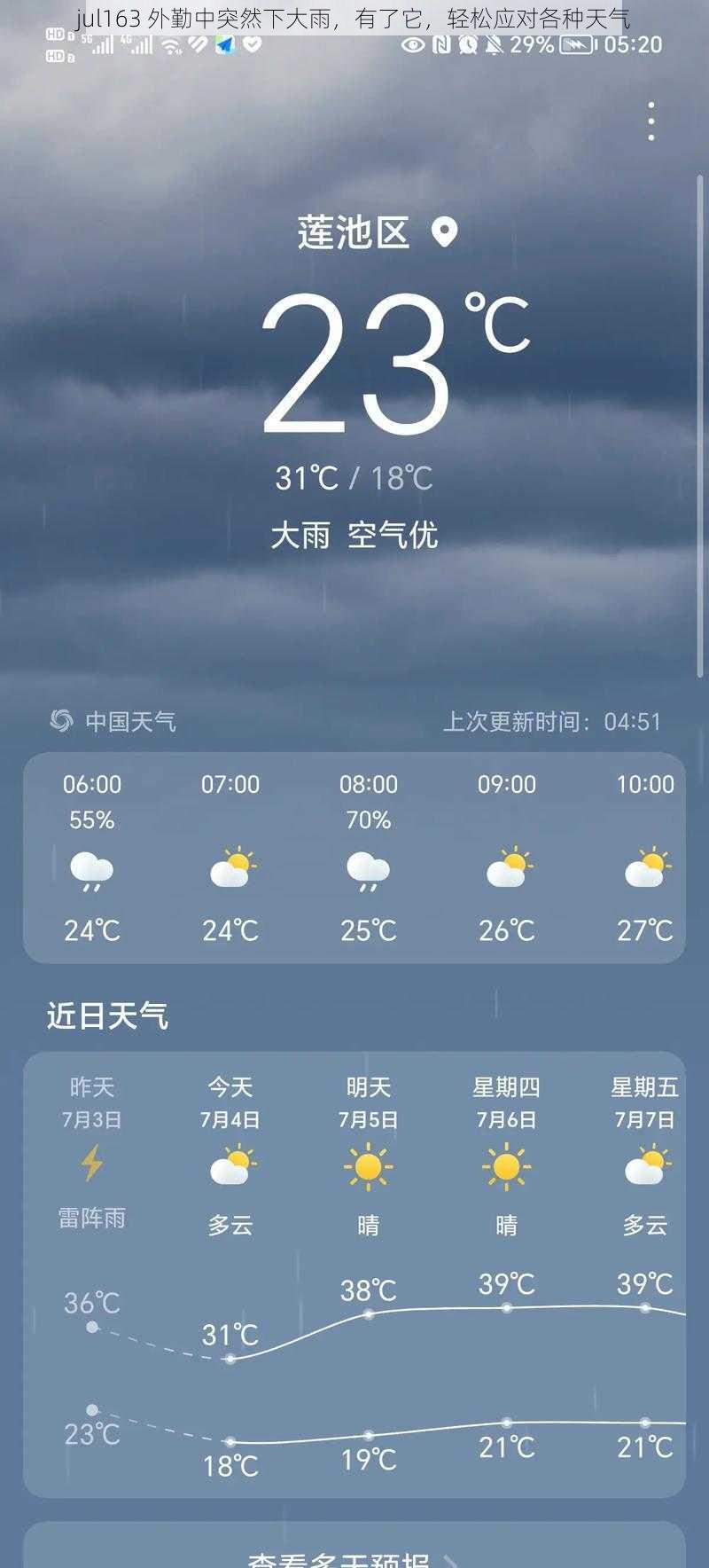 jul163 外勤中突然下大雨，有了它，轻松应对各种天气