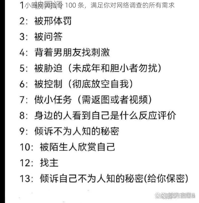 小圈网调指令 100 条，满足你对网络调查的所有需求