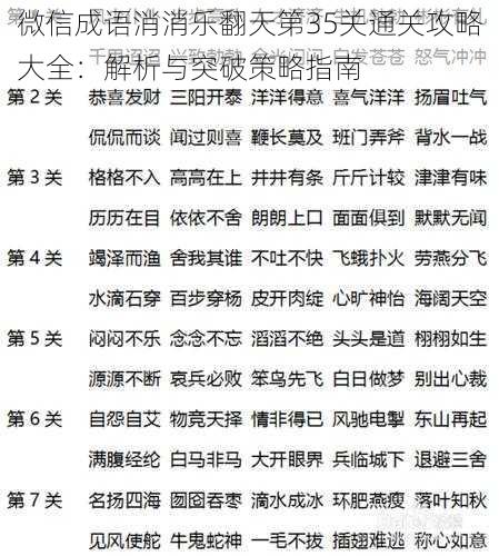 微信成语消消乐翻天第35关通关攻略大全：解析与突破策略指南