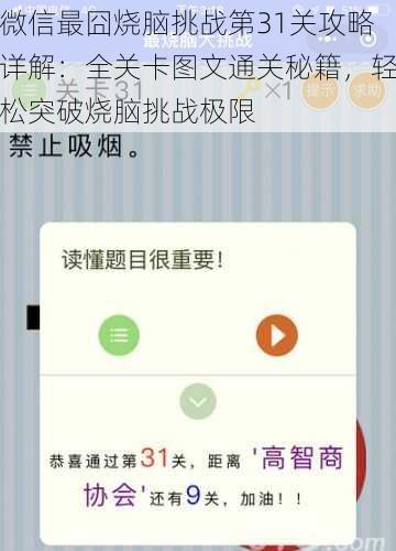 微信最囧烧脑挑战第31关攻略详解：全关卡图文通关秘籍，轻松突破烧脑挑战极限