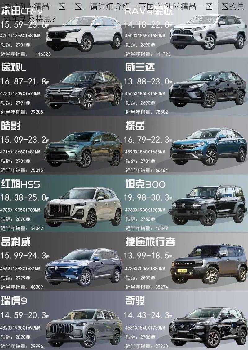 国产SUV精品一区二区、请详细介绍一下国产 SUV 精品一区二区的具体车型及特点？