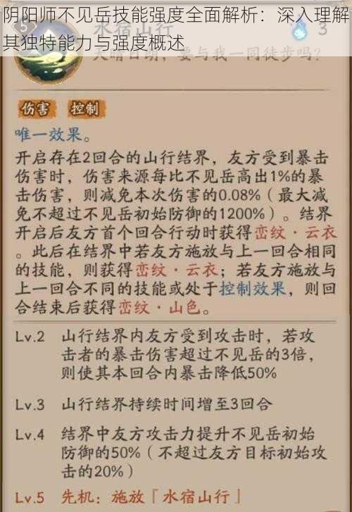 阴阳师不见岳技能强度全面解析：深入理解其独特能力与强度概述