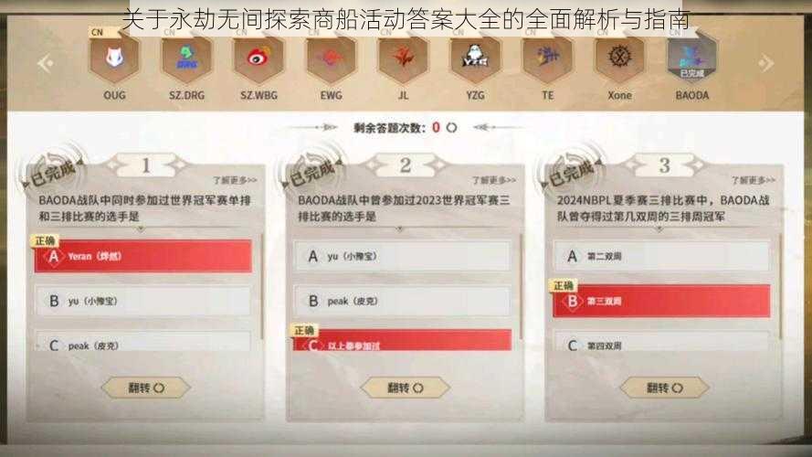 关于永劫无间探索商船活动答案大全的全面解析与指南