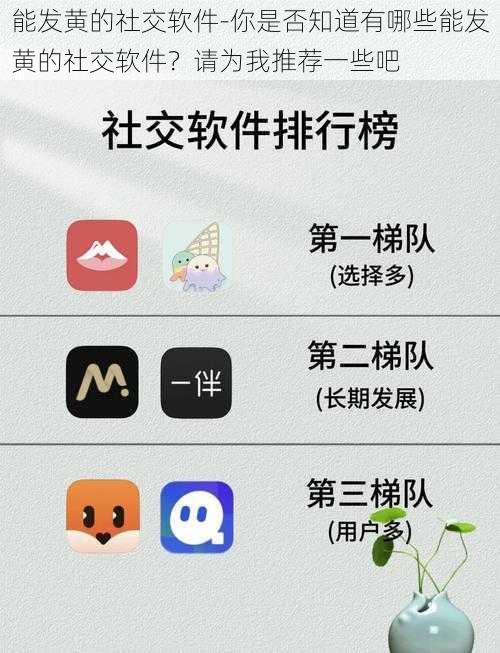 能发黄的社交软件-你是否知道有哪些能发黄的社交软件？请为我推荐一些吧