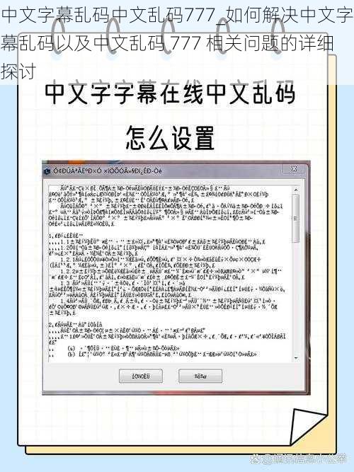 中文字幕乱码中文乱码777_如何解决中文字幕乱码以及中文乱码 777 相关问题的详细探讨