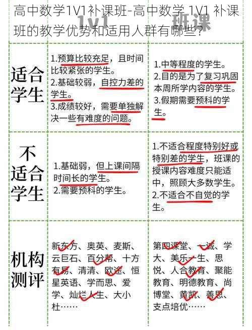 高中数学1V1补课班-高中数学 1V1 补课班的教学优势和适用人群有哪些？