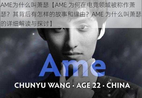 AME为什么叫萧瑟【AME 为何在电竞领域被称作萧瑟？其背后有怎样的故事和缘由？AME 为什么叫萧瑟的详细解读与探讨】