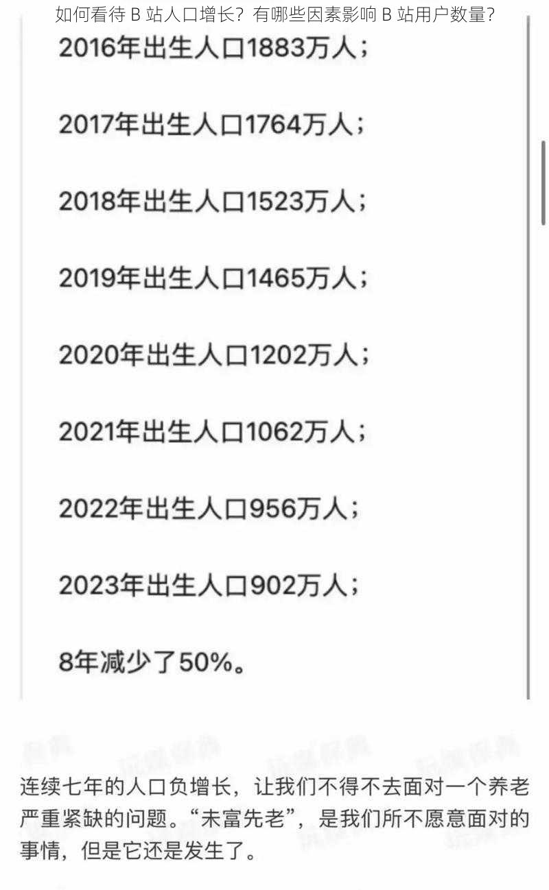 如何看待 B 站人口增长？有哪些因素影响 B 站用户数量？