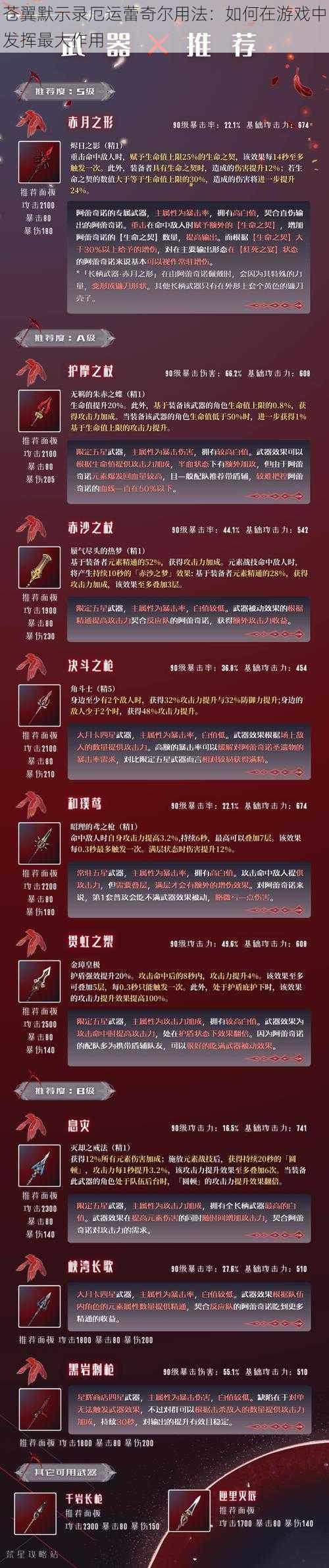 苍翼默示录厄运蕾奇尔用法：如何在游戏中发挥最大作用