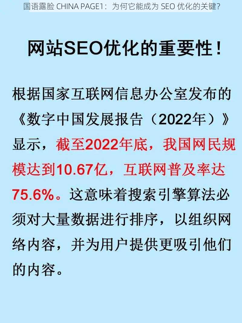 国语露脸 CHINA PAGE1：为何它能成为 SEO 优化的关键？