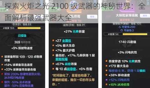 探索火炬之光 2100 级武器的神秘世界：全面解析最强武器大全