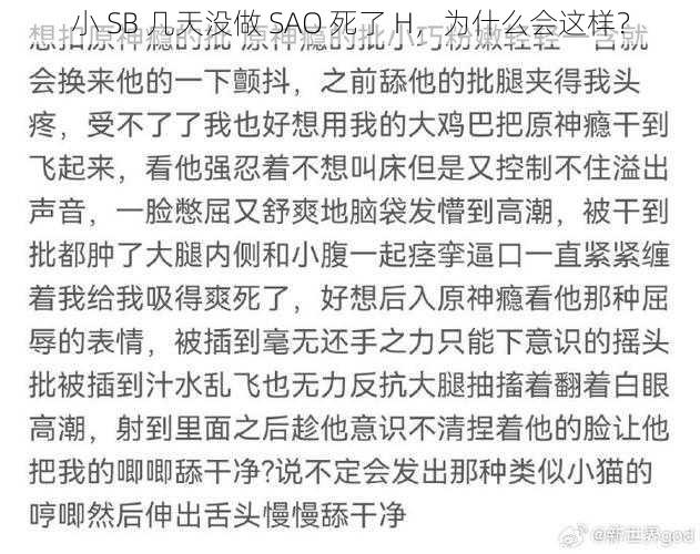 小 SB 几天没做 SAO 死了 H，为什么会这样？