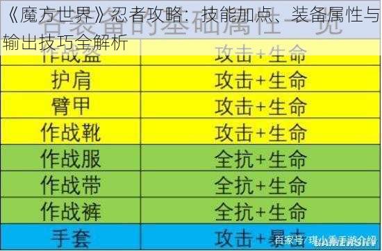 《魔方世界》忍者攻略：技能加点、装备属性与输出技巧全解析