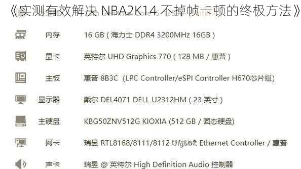 《实测有效解决 NBA2K14 不掉帧卡顿的终极方法》