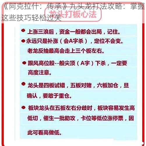 《阿克拉什：传承》九头龙打法攻略：掌握这些技巧轻松过关