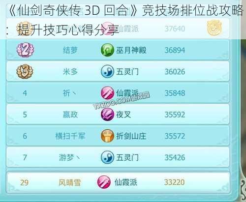 《仙剑奇侠传 3D 回合》竞技场排位战攻略：提升技巧心得分享