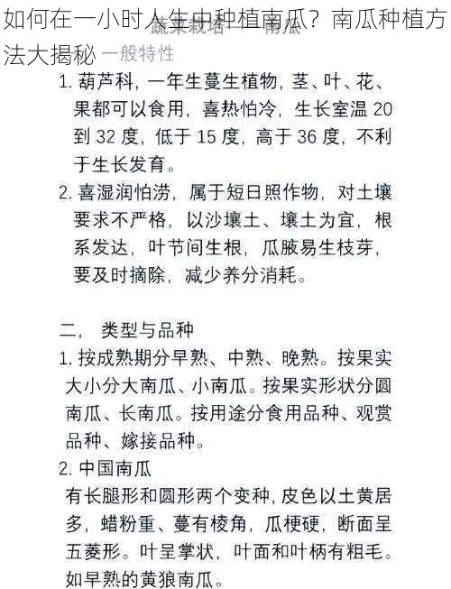 如何在一小时人生中种植南瓜？南瓜种植方法大揭秘