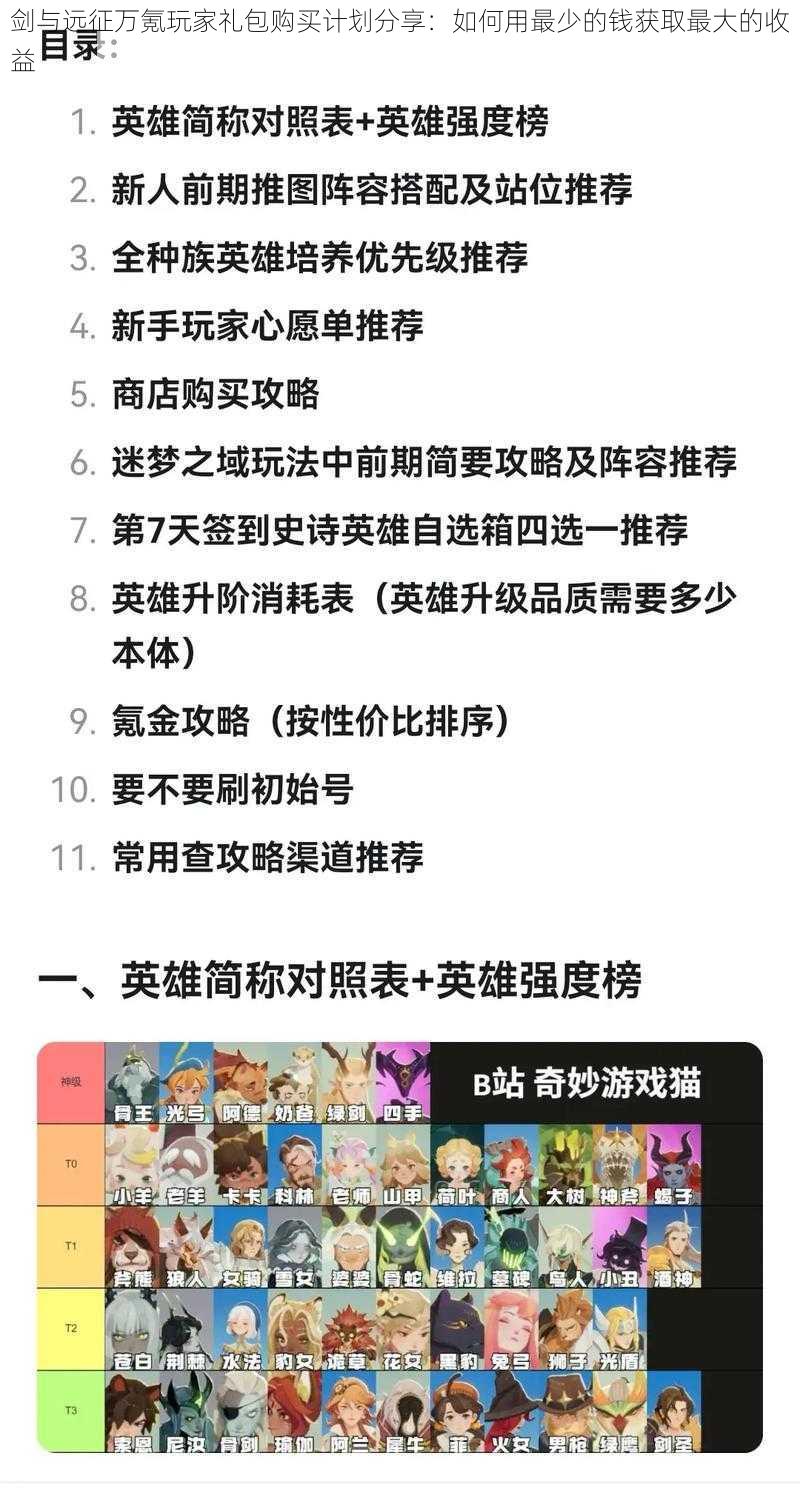 剑与远征万氪玩家礼包购买计划分享：如何用最少的钱获取最大的收益