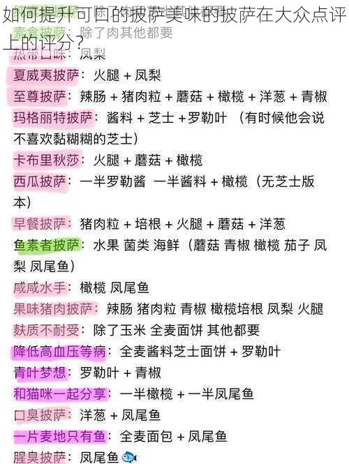 如何提升可口的披萨美味的披萨在大众点评上的评分？