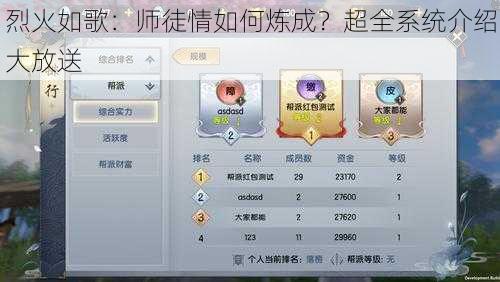 烈火如歌：师徒情如何炼成？超全系统介绍大放送