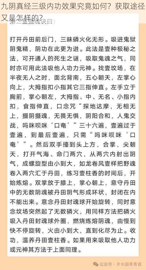 九阴真经三级内功效果究竟如何？获取途径又是怎样的？