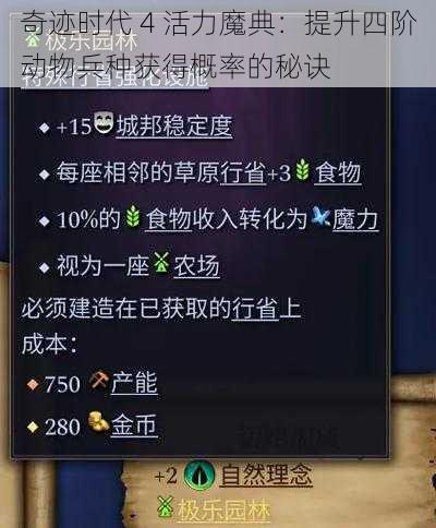 奇迹时代 4 活力魔典：提升四阶动物兵种获得概率的秘诀