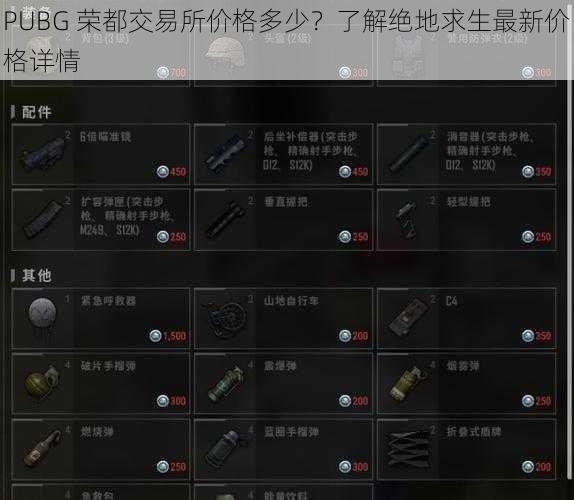 PUBG 荣都交易所价格多少？了解绝地求生最新价格详情